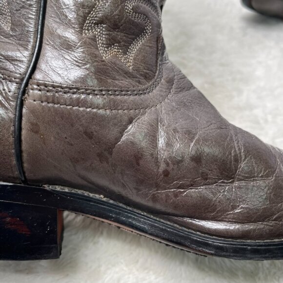 J Chisholm Men's Western Boots Leather US 9 D Gray Brown Cowboy Boots - Picture 5 of 14